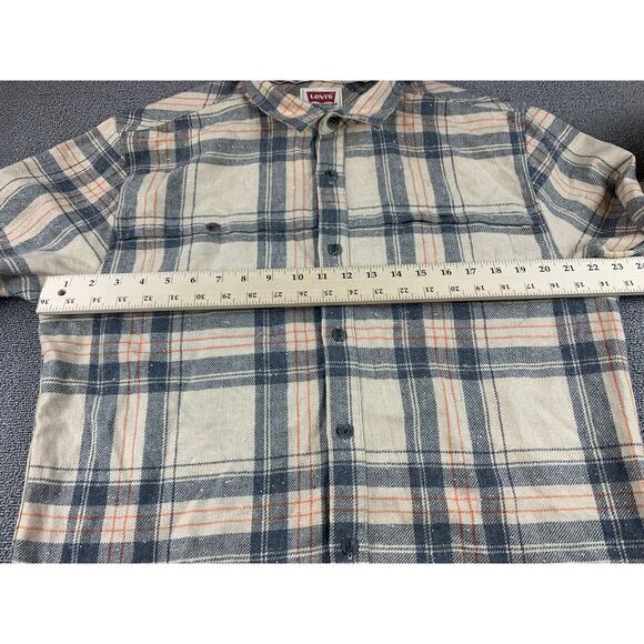 Levis Shirt Men's XL Beige Tan Plaid Flannel Wool Blend Button Up Shacket - Picture 6 of 10